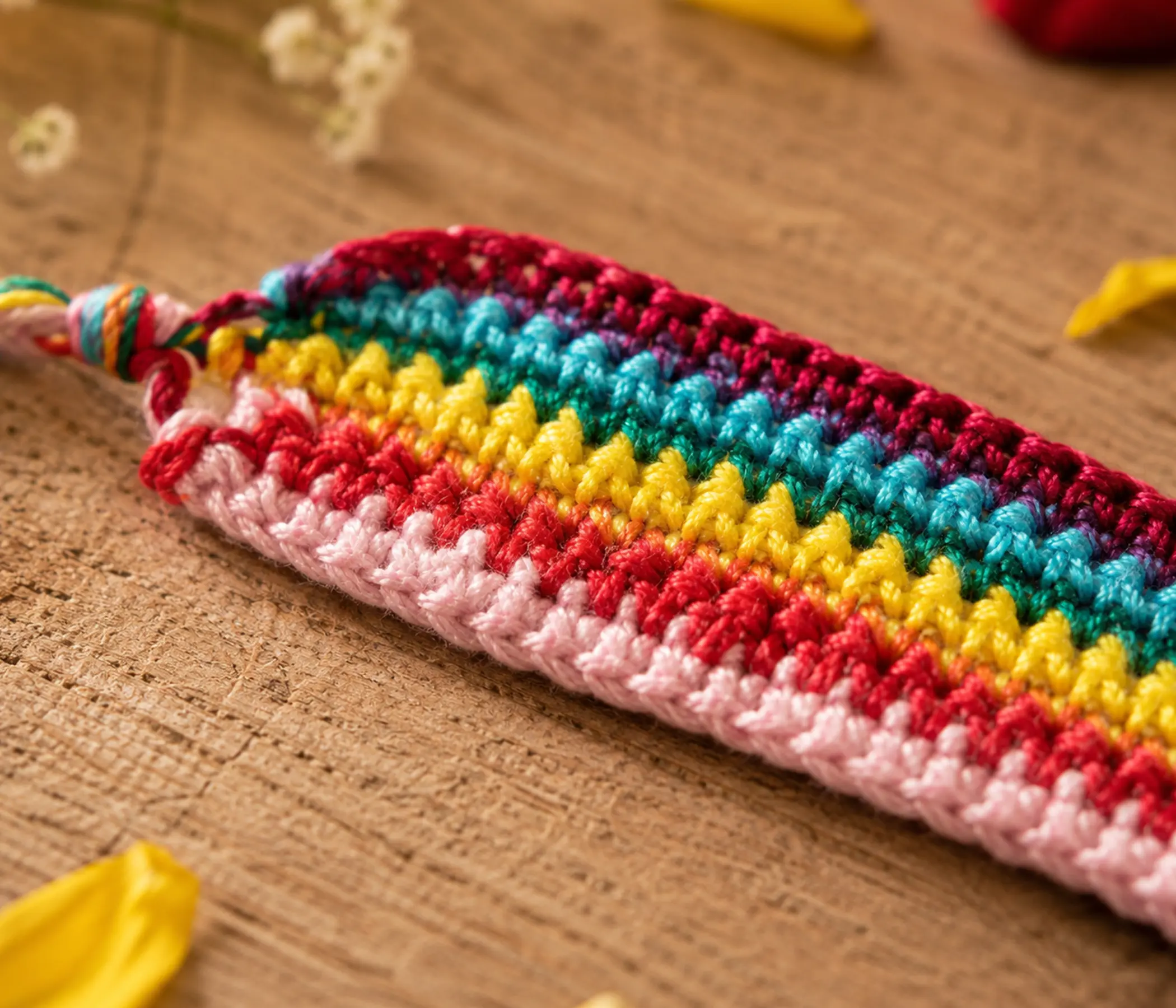 Handcrafted Rainbow Crochet Rakhi - Handmade Rakhadi for Raksha Bandhan